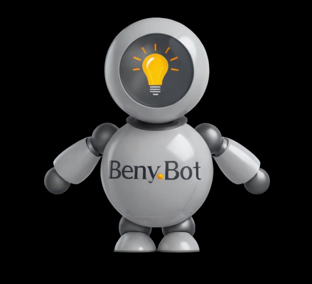 Beny.Bot, robô 3D com lâmpada, IA proprietária da IAT.